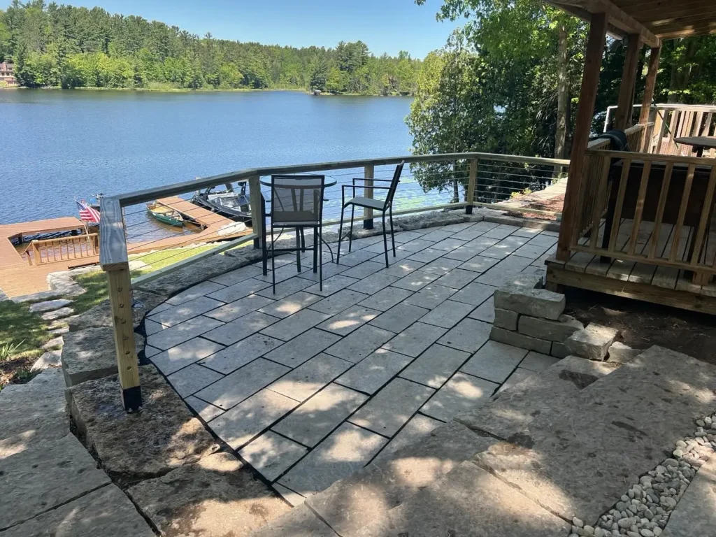 An image of stone steps built as part of a waukesha landcaping project