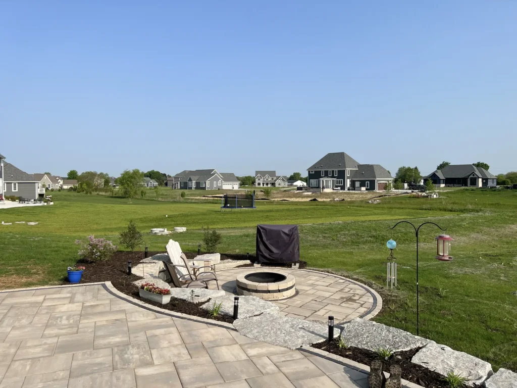 An image of stone steps built as part of a waukesha landcaping project
